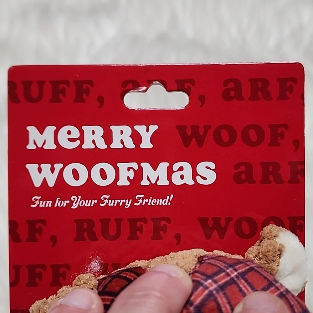 Plaid Reindeer Squeaker Dog Toy with Rope 10